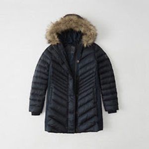 Abercrombie & Fitch Women DOWN-FILLED Parka Navy blue SIZE XS